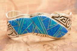 New Design by Calvin Begay! Sterling Silver Man in the Corn Maze Bracelet